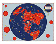 Map of the World - Our New Neighbors - Global Air Routes - Western Air Lines - Fine Art Prints & Posters