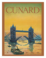 Tower Bridge, England - Cunard Line - Front Cover Passenger List T.S.S. Tuscania - c. 1926 - Fine Art Prints & Posters