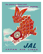 Discover Japan - Fly Japan Air Lines (JAL) - Japanese Koinobori (Carp Streamer) - Fine Art Prints & Posters