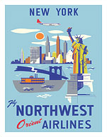 New York - USA - Manhattan - Fly Northwest Orient Airlines - Fine Art Prints & Posters