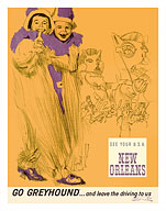 New Orleans - Mardi Gras - Go Greyhound... and Leave the Driving to Us (Greyhound Bus Lines) - Fine Art Prints & Posters