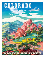 Colorado - United Air Lines - Garden of the Gods, Colorado Springs - Fine Art Prints & Posters