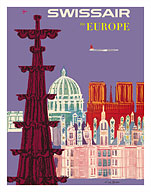To Europe - Swissair - Switzerland - Cathedrals - Fine Art Prints & Posters