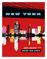 New York, USA Aer Lingus Irish Air Lines - Manhattan Skyline - Fine Art Prints & Posters