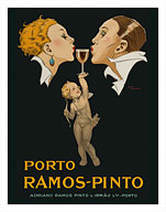 Porto Ramos-Pinto - Art Deco Couple Kissing - Cupid Holding Glass of Port Wine - Adriano Ramos Pinto & Irmão Lda - Porto - Fine Art Prints & Posters