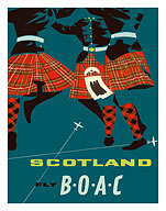 Scotland - Scottish Highland Dancers in Royal Stewart Tartan Kilts - Fly BOAC - Fine Art Prints & Posters