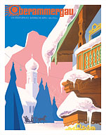 Oberammergau - Wintersportplatz Bayrische Alpen 850-1700m (Winter Playground Bavarian Alps) - Lufthansa - Fine Art Prints & Posters