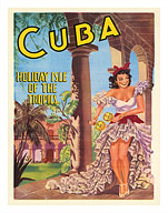 Cuba - Holiday Isle of the Tropics - Cuban Dancer with Maracas - Fine Art Prints & Posters