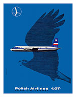 Crane in Flight - Polish Airlines LOT - Fine Art Prints & Posters