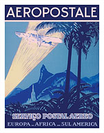 Aéropostale - Serviço Postal Aereo (Air Mail Service) - Europa (Europe), Africa, Sul America (South America) - Fine Art Prints & Posters