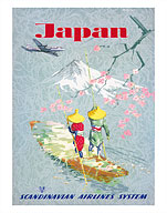 Japan - Cherry Tree Blossoms, Mount Fuji - SAS Scandinavian Airlines System - Fine Art Prints & Posters