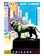 Chicago, USA - Bronze Lion Statues - Art Institute of Chicago - United Air Lines - Fine Art Prints & Posters