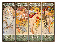Les Saisons (The Seasons) - Winter, Spring, Summer, Autumn - Art Nouveau - Giclée Art Prints & Posters