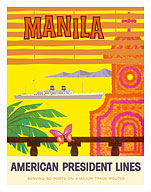 Manila, Philippines - American President Lines - Cruise Ship Boat - Giclée Art Prints & Posters