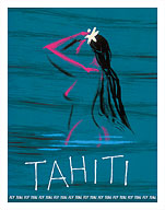 Tahiti - Nude Tahitian Girl - Fly Teal (Tasman Empire Airways Limited) - Fine Art Prints & Posters