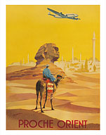 Proché Orient (Near East) - Lockheed Constellation flies over the Sphinx - Fine Art Prints & Posters