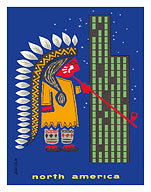 North America - Native American and Skyscraper - Fine Art Prints & Posters
