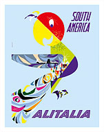 Sud America (South America) Parrot - Alitalia Italian Air Company - Fine Art Prints & Posters