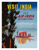 Visit India - Kashmir - Fly Air India International - Shikara Travel Boat at Dal Lake - Fine Art Prints & Posters