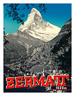 Zermatt, Switzerland - Matterhorn Mountain (Cervin) - Swiss Alps - c. 1938 - Fine Art Prints & Posters