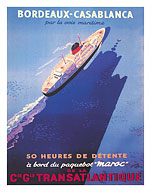 Bordeaux to Casablanca - CIE GLE Transatlantic (French Line) aboard the “Maroc” liner - c. 1951 - Giclée Art Prints & Posters