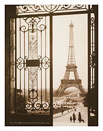 Paris, France - Eiffel Tower (Tour Eiffel) - View from the Trocadéro, Palais de Chaillot, 1925 - Fine Art Prints & Posters