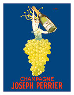Champagne Joseph Perrier - French Woman Emerging from Chardonnay Grapes - c. 1926 - Fine Art Prints & Posters