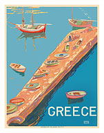 Greece - Aegean Island Jetty - Greek Boats and Harbor - Fine Art Prints & Posters