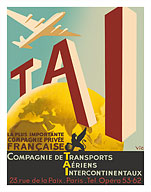 TAI Intercontinental Airlines - Compagnie de Transports Aériens Intercontinenteaux - Paris, France - Fine Art Prints & Posters