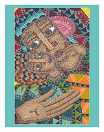 Mother Mary and the Child - Hand Painted Mosaic - c. 1980's - Fine Art Prints & Posters