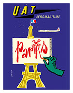 Paris, France - UTA (Union des Transports Aériens) - Eiffel Tower Easel - Fine Art Prints & Posters