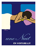 A Night in a Sleeper Car Train (Une Nuit en Voiture-lit) - French National Railways SNCF - Fine Art Prints & Posters
