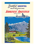 Beautiful Argentina - Aerolineas Argentinas (Argentina Airlines) - Luxurious Douglas DC-6s - Bariloche - Fine Art Prints & Posters