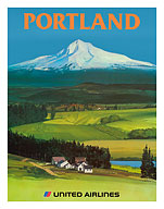 Portland, Oregon - United Airlines - Mount Hood - c.1970's - Fine Art Prints & Posters