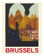 Brussels, Belgium - The Grand Place - Belgian National Railways - Fine Art Prints & Posters