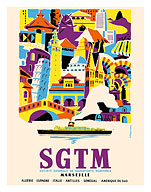 Algeria, Spain, Italy, Antilles, Senegal & South America - SGTM Marseille - Giclée Art Prints & Posters