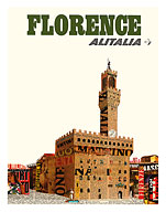 Florence, Italy - Alitalia Airlines - Palazzo Vecchio (The Old Palace) - Fine Art Prints & Posters
