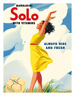 Solo Margarine - With Vitamins - Always Nice and Fresh - Girl with Yellow Dress - Giclée Art Prints & Posters