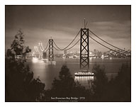 San Francisco Bay Bridge at Night - 1935 - Fine Art Prints & Posters