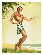 Hawaii Male Hula Dancer - c. 1940's - Fine Art Prints & Posters