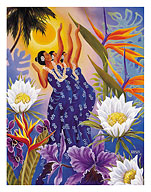 The Blossoms are Opening, Hawaiian Hula Dancers - Fine Art Prints & Posters