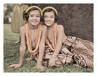 Young Hawaiian Sisters - Hula Dancers - c. 1935 - Giclée Art Prints & Posters