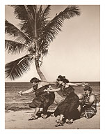 Hawaiian Hula Beach Dancers - c. 1960's - Giclée Art Prints & Posters