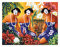 Silent Preparation, Hawaiian Hula Dancers - Fine Art Prints & Posters