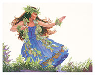 Blue Hula (Ka Hula Uliuli) - Hawaiian Dancer - Fine Art Prints & Posters
