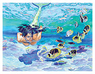Mermaid Woman of the Sea (Ka Wahine Hi‘u I‘a O Ke Kai) - Hawaiian Reef Fishes - Fine Art Prints & Posters