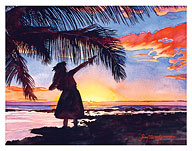 Sunset Glow (Ke Alaula) - Hawaiian Hula Dancer - Fine Art Prints & Posters