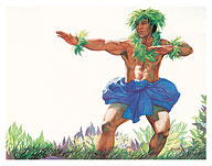 Blue Hula Man (Ke Kāne Hula Uliuli) - Hawaiian Dancers - Fine Art Prints & Posters