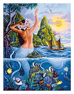 Wahine from the Sea, Hawaiian Mermaid - Fine Art Prints & Posters