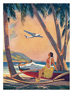 Hawaiian Fantasy, Hula Girl Calendar Page - Fine Art Prints & Posters